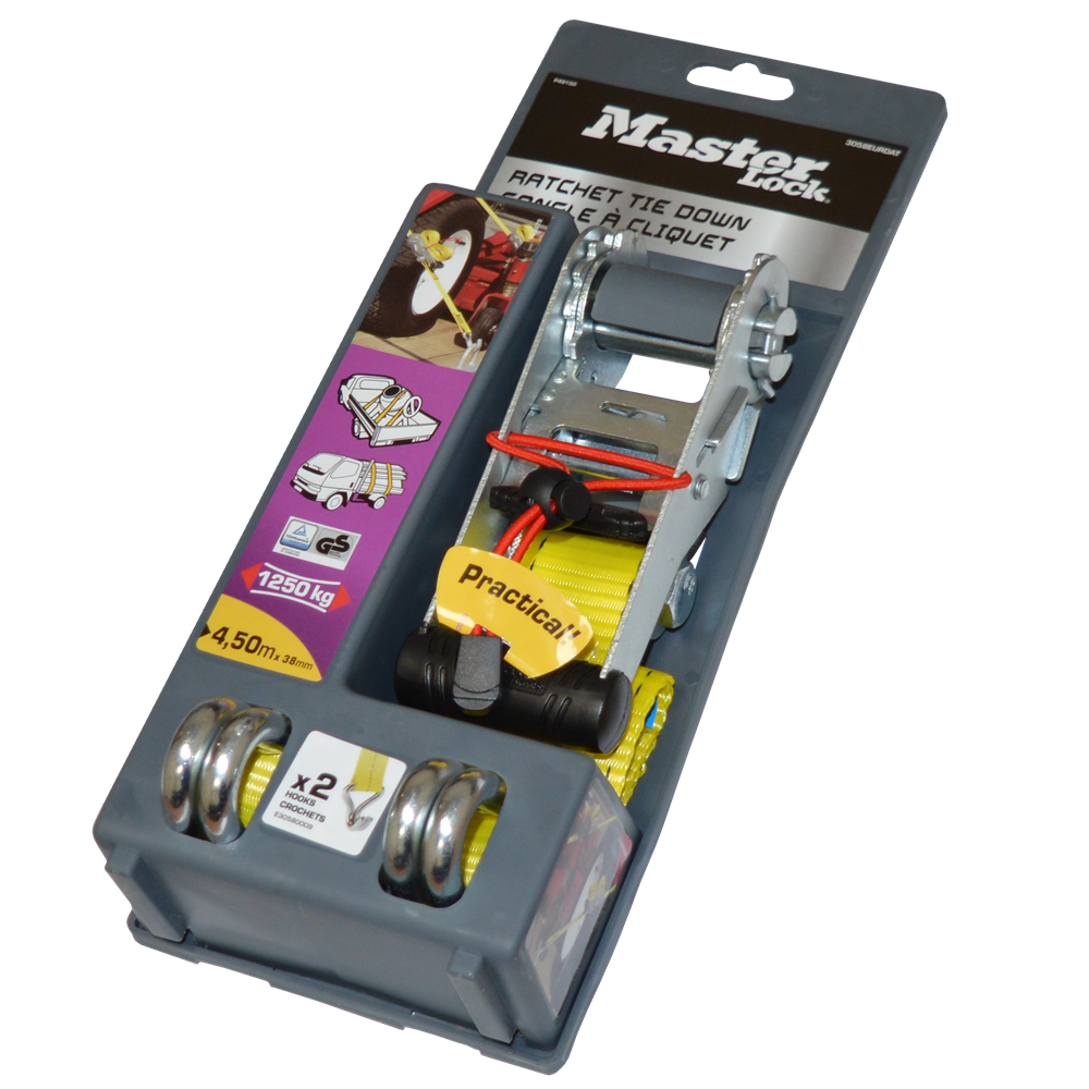 MASTER LOCK Ratchet TieDown With Double J Hooks 4.5m x 35mm