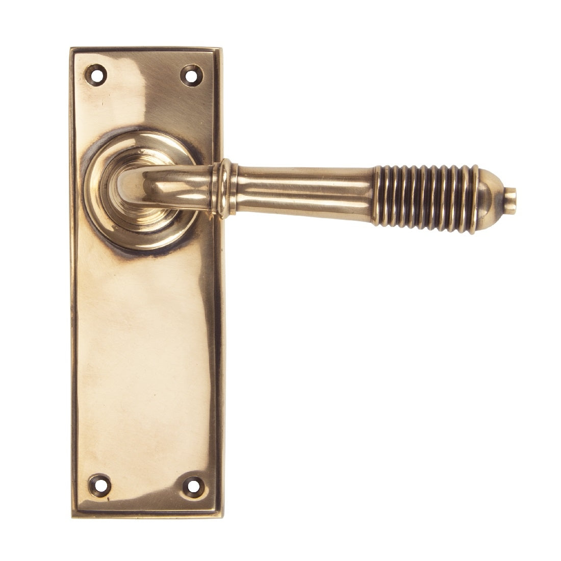 From The Anvil Reeded Latch Handles Polished Bronze