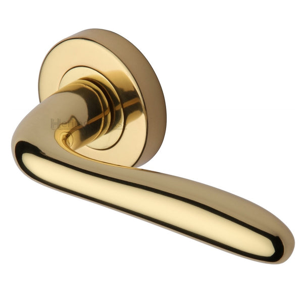 M.Marcus Columbus Lever Handles on Round Rose - Polished Brass