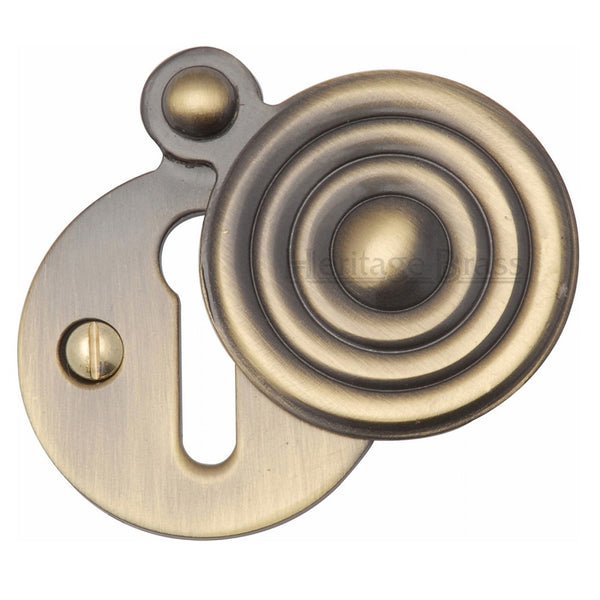 M.Marcus Reeded Covered Lever Key Escutcheon - Antique Brass