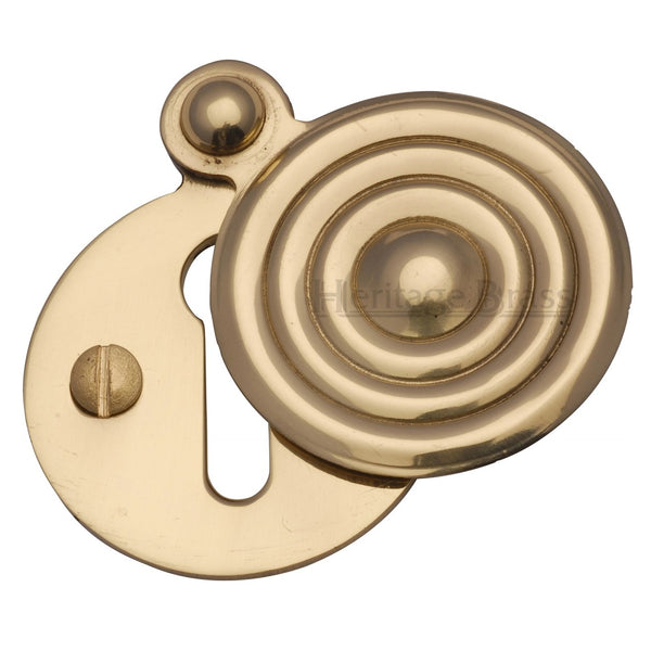 M.Marcus Reeded Covered Lever Key Escutcheon - Polished Brass