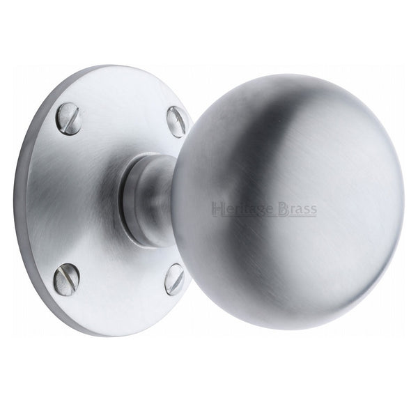 M.Marcus Westminster Mortice Knob Handles on Round Rose - Satin Chrome