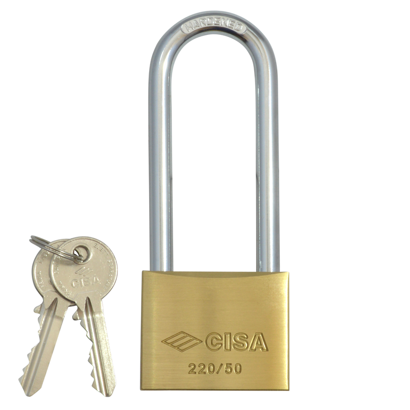 CISA 22011 KD Long Shackle Brass Padlock