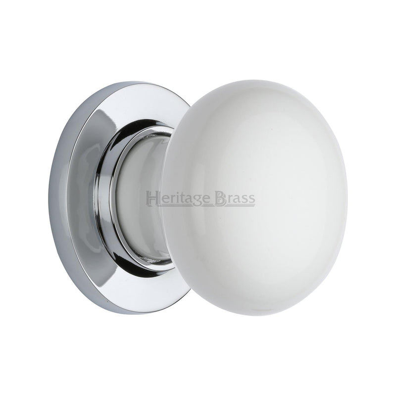 Heritage Brass Plain White Porcelain Door Knob on Rose