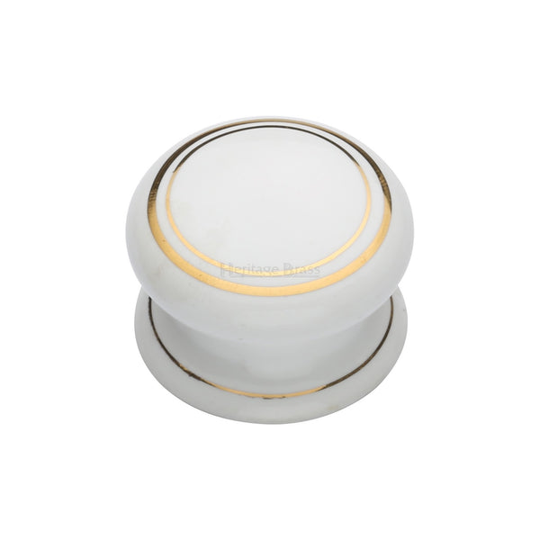 Heritage Brass Porcelain Cabinet Knob Gold Line