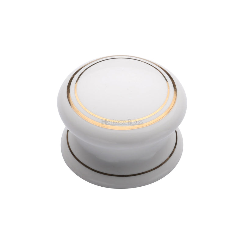 Heritage Brass Porcelain Cabinet Knob Gold Line