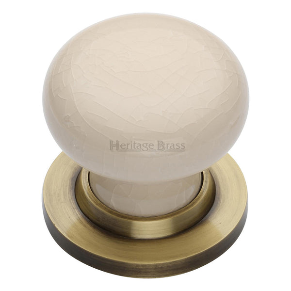 Heritage Brass Cream Crackle Door Knob on Rose