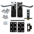 ASEC Scroll Mortice Latch Door Handle Pack with Butt Hinges