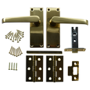 ASEC 63mm Victorian Flat Mortice Latch Door Handle Pack with Butt Hinges