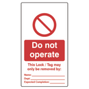ASEC Double Sided Lockout Tagout Tags `Do Not Operate`