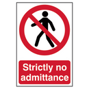 ASEC `Strictly No Admittance` Sign 200mm x 300mm