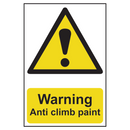 ASEC `Warning: Anti Climb Paint` Sign 200mm x 300mm