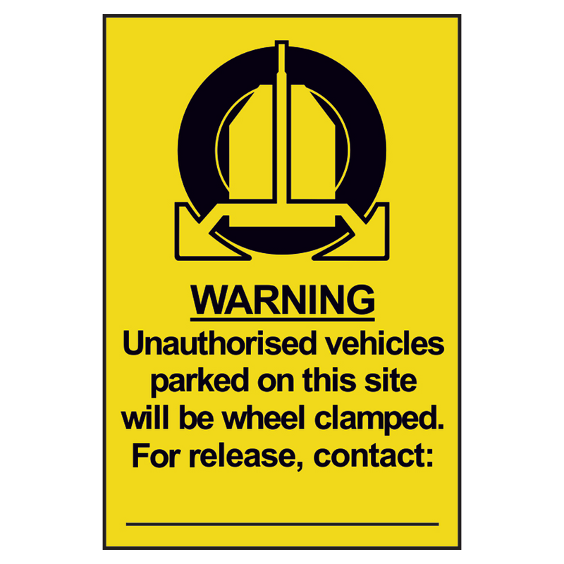 ASEC `Unauthorised Vehicles Will Be Clamped` Sign 200mm x 300mm