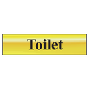 ASEC `Toilet` 200mm x 50mm Metal Strip Self Adhesive Sign Gold
