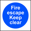 ASEC `Fire Escape Keep Clear` Sign 100mm x 100mm