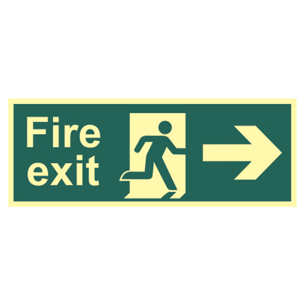 ASEC Photoluminescent Fire Exit Arrow Direction Sign 400mm x 150mm