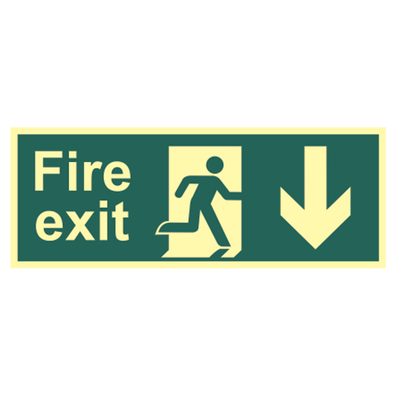 ASEC Photoluminescent Fire Exit Arrow Direction Sign 400mm x 150mm