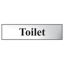ASEC `Toilet` 200mm x 50mm Metal Strip Self Adhesive Sign Chrome
