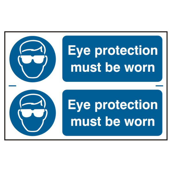 ASEC `Eye Protection Must Be Worn` 300mm x 100mm PVC Self Adhesive Sign