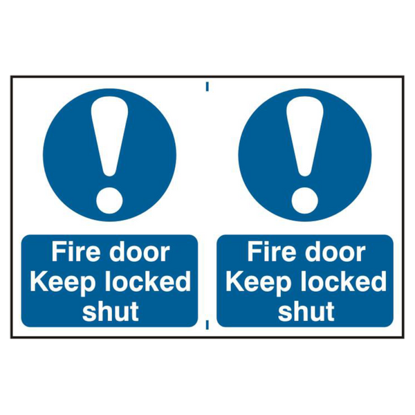 ASEC `Fire Door Keep Locked Shut` 200mm x 300mm PVC Self Adhesive Sign