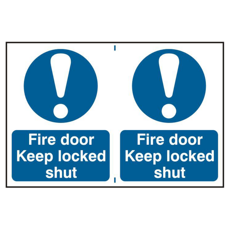 ASEC `Fire Door Keep Locked Shut` 200mm x 300mm PVC Self Adhesive Sign