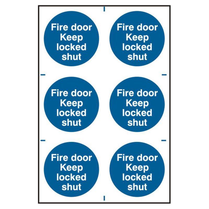 ASEC `Fire Door Keep Locked Shut` 200mm x 300mm PVC Self Adhesive Sign