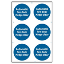 ASEC `Automatic Fire Door Keep Clear` 200mm x 300mm PVC Self Adhesive Sign