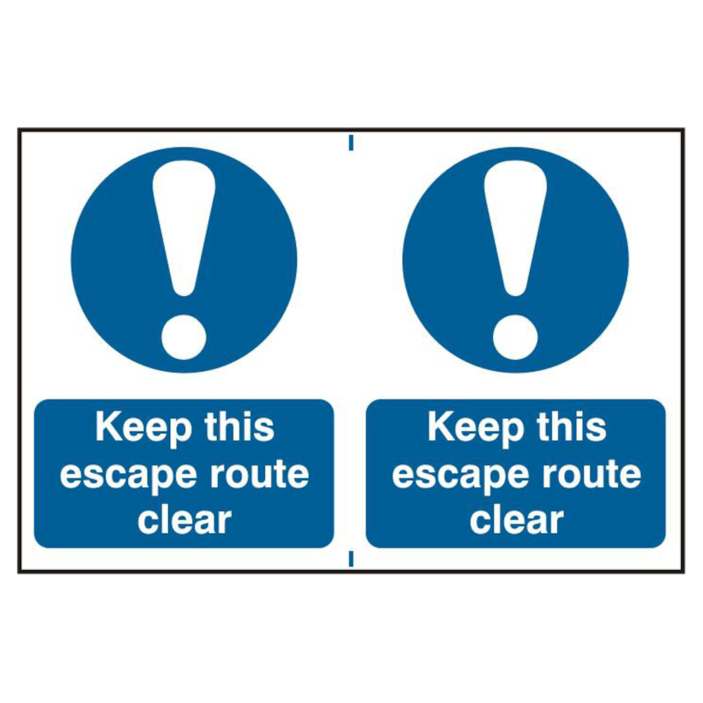 ASEC `Keep This Escape Route Clear` 200mm x 150mm PVC Self Adhesive Si