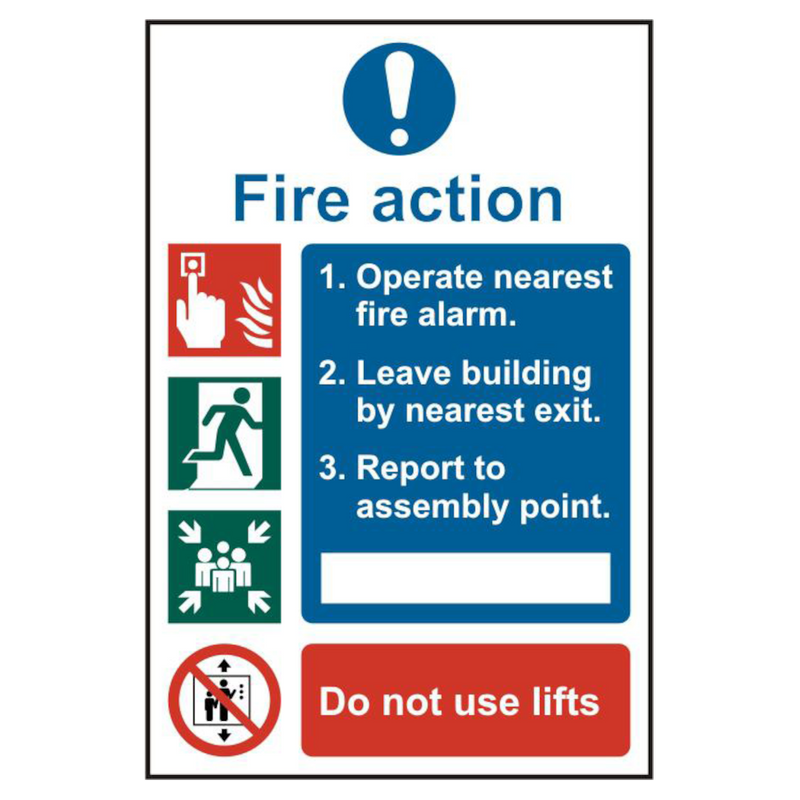 ASEC Fire Action Procedure 200mm x 300mm PVC Self Adhesive Sign