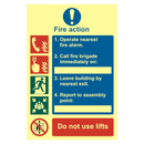 ASEC Fire Action Procedure 200mm x 300mm PVC Self Adhesive Photo luminescent Sign