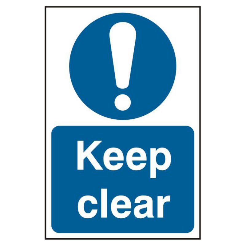 ASEC `Keep Clear` 200mm x 300mm PVC Self Adhesive Sign