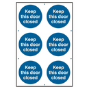 ASEC `Keep This Door Closed` 200mm x 300mm PVC Self Adhesive Sign