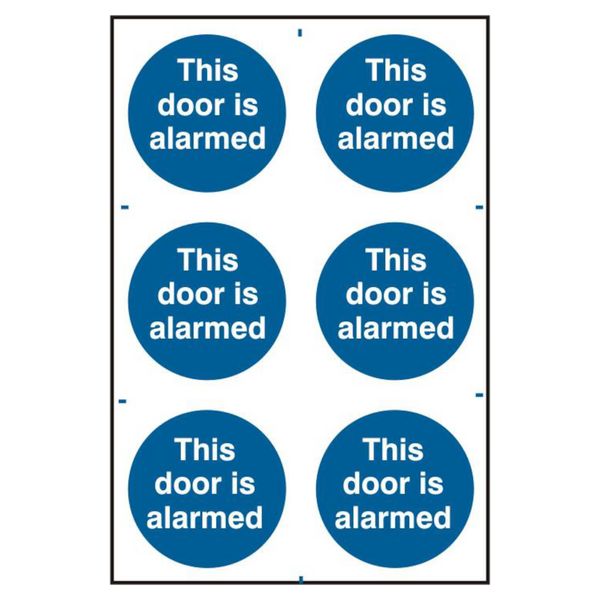 ASEC `This Door Is Alarmed` 200mm x 300mm PVC Self Adhesive Sign