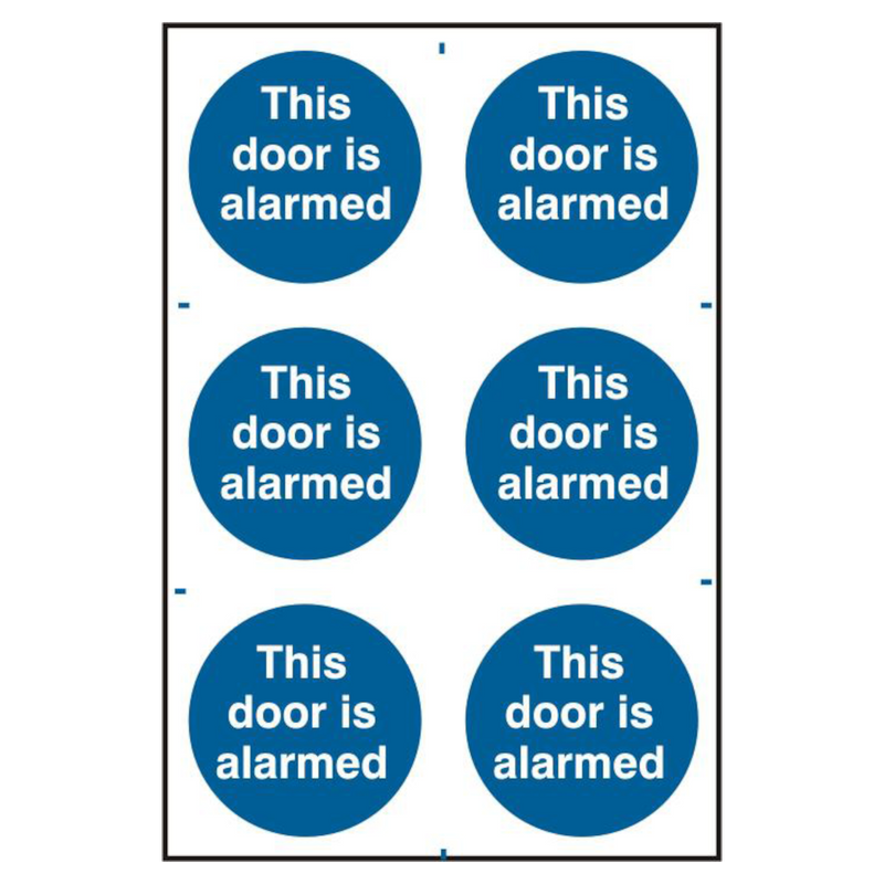 ASEC `This Door Is Alarmed` 200mm x 300mm PVC Self Adhesive Sign