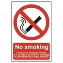 ASEC `No Smoking` 200mm x 300mm PVC Self Adhesive Sign