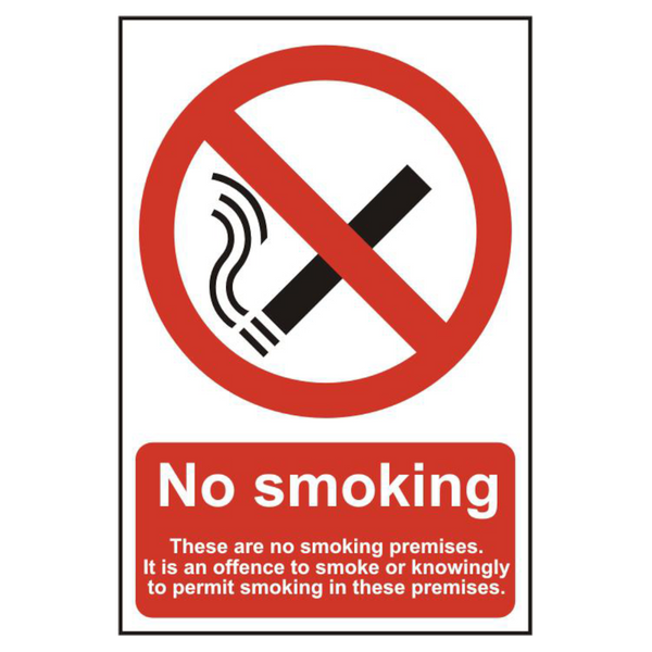ASEC `No Smoking` 200mm x 300mm PVC Self Adhesive Sign