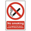 ASEC `No Smoking` 200mm x 300mm PVC Self Adhesive Sign