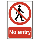 ASEC `No Entry` 200mm x 300mm PVC Self Adhesive Sign