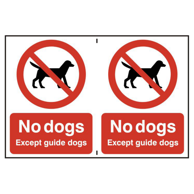 ASEC `No Dogs` 200mm x 300mm PVC Self Adhesive Sign