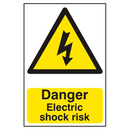 ASEC `Danger Electric Shock Risk` 200mm x 300mm PVC Self Adhesive Sign