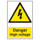ASEC `Danger High Voltage` 200mm x 300mm PVC Self Adhesive Sign