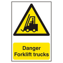 ASEC `Danger Forklift Trucks` 200mm x 300mm PVC Self Adhesive Sign