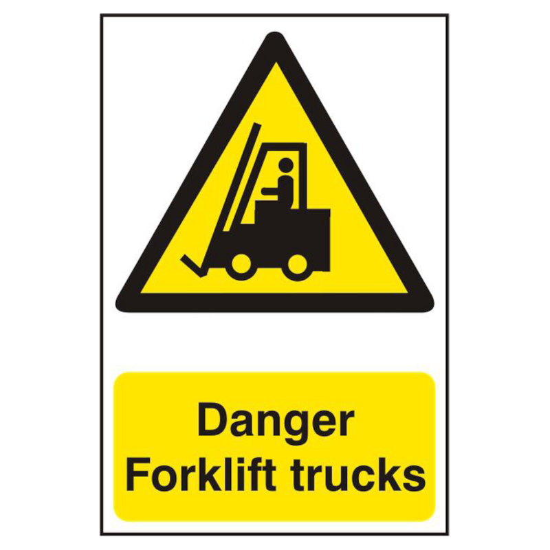 ASEC `Danger Forklift Trucks` 200mm x 300mm PVC Self Adhesive Sign