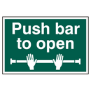 ASEC `Push Bar To Open` 200mm x 300mm PVC Self Adhesive Sign