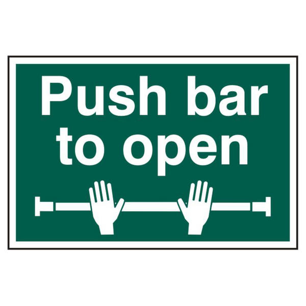 ASEC `Push Bar To Open` 200mm x 300mm PVC Self Adhesive Sign