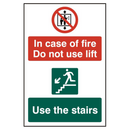 ASEC `In Case Of Fire Do Not Use Lift` 200mm x 300mm PVC Self Adhesive Sign