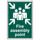 ASEC `Fire Assembly Point 200mm x 300mm PVC Self Adhesive Sign