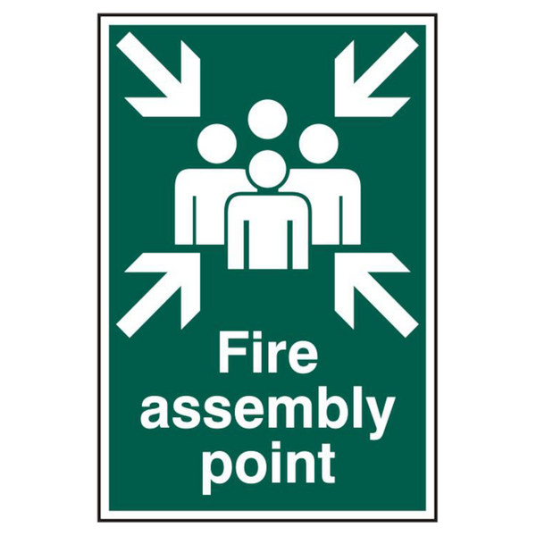 ASEC `Fire Assembly Point 200mm x 300mm PVC Self Adhesive Sign