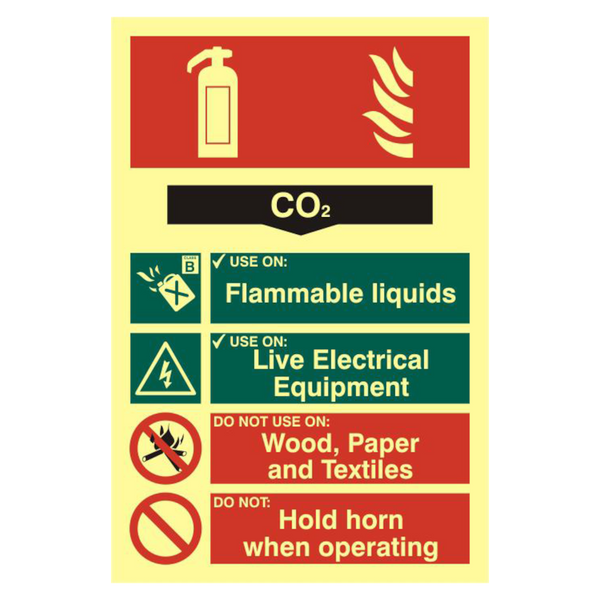ASEC Fire Extinguisher 200mm x 300mm PVC Self Adhesive Photo luminescent Sign