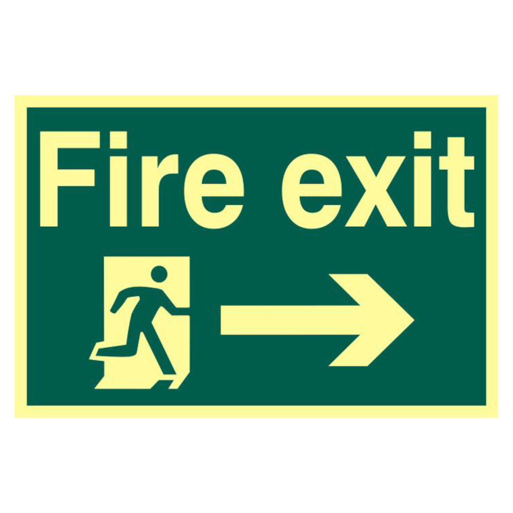 ASEC `Fire Exit` 200mm x 300mm PVC Self Adhesive Photo luminescent Sig